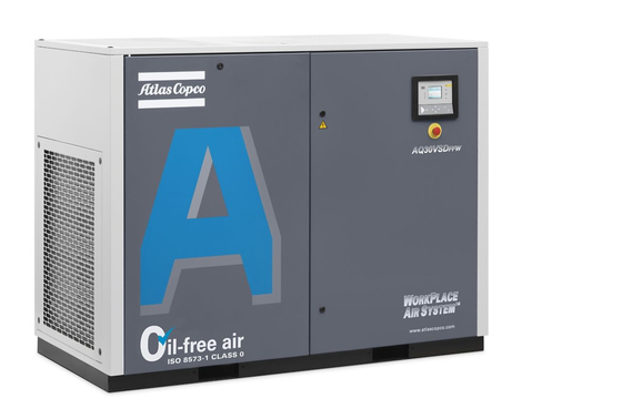 Compresseur d'air sans huile de 30 kW Atlas à vis AQ-30 VSD 72 dB Niveau sonore