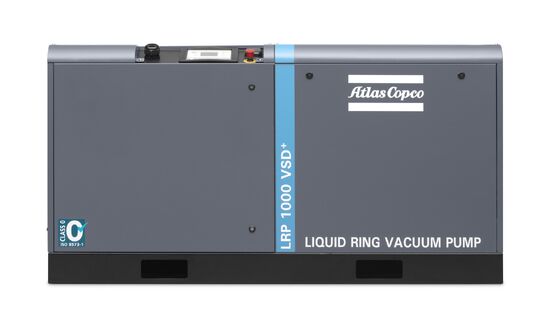 Pompe à vide AC avec moteur LRP 1000 VSD+ et dimensions 1950x810x1020 MM, débit d'air aspiré (FAD) 1050 mètres cubes par heure (sec) et 1140 mètres cubes par heure (humide)