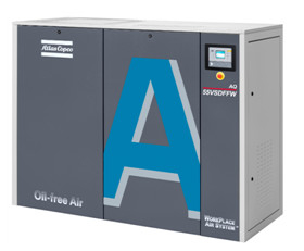 Compresseur d'air à vis Atlas sans huile 15kw AQ 15 VSD Injection d'eau
